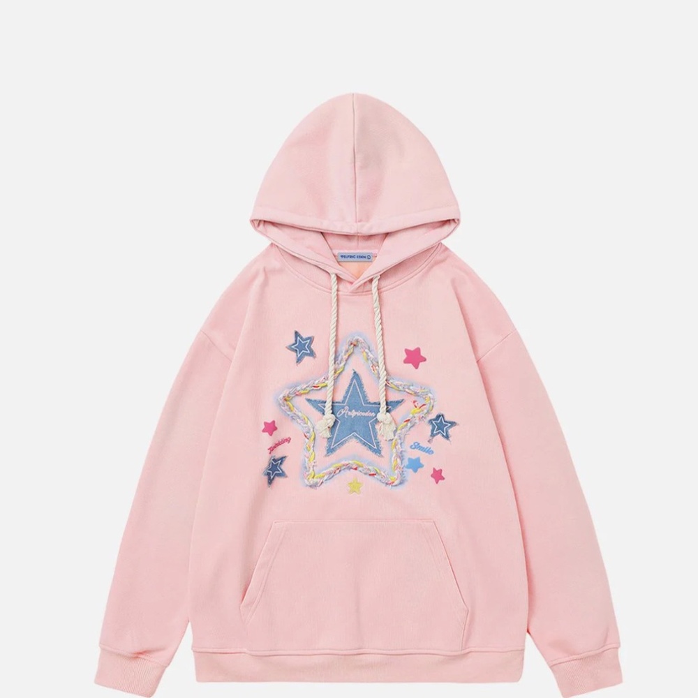 Pink Aelfric Eden denim star hoodie